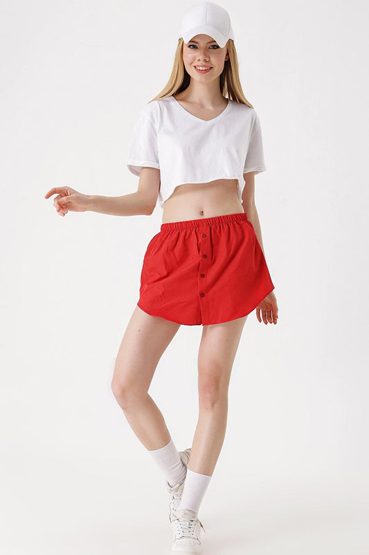 1888 Sweatshirt And Shirt Under Sweater Skirt - Red