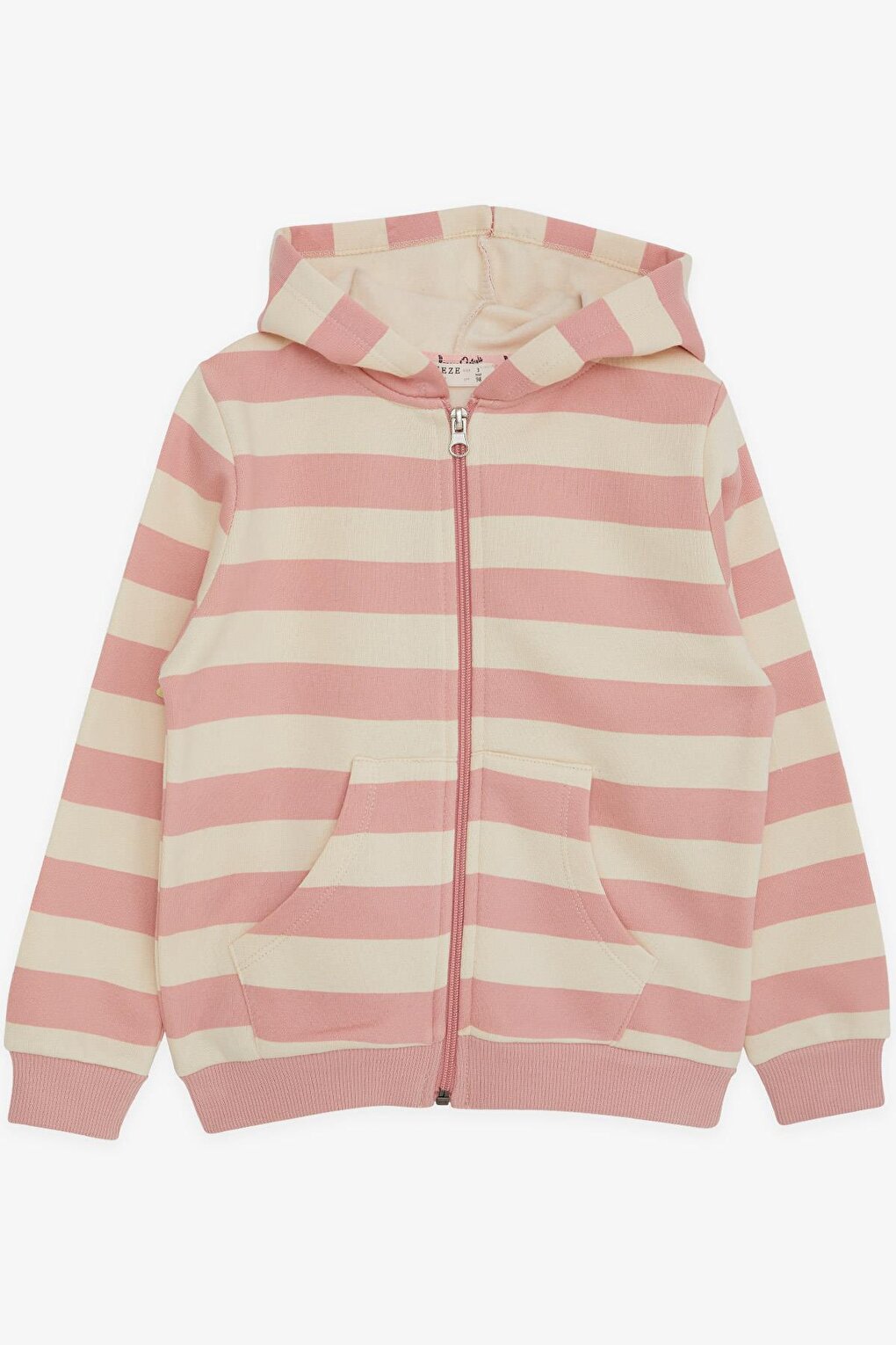 Girl's Hooded Cardigan Striped Pocket Dried Rose (Age 3)