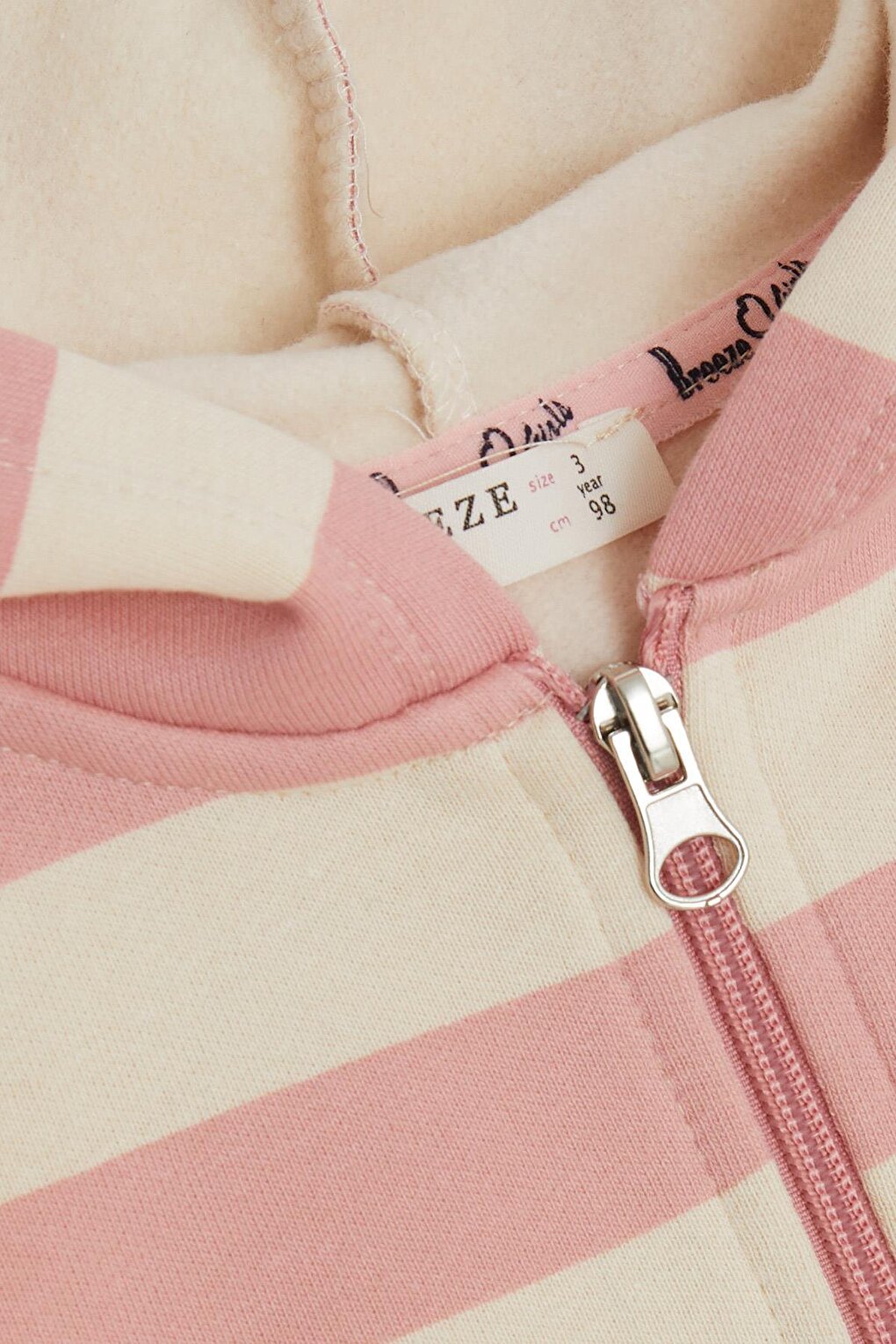 Girl's Hooded Cardigan Striped Pocket Dried Rose (Age 3)