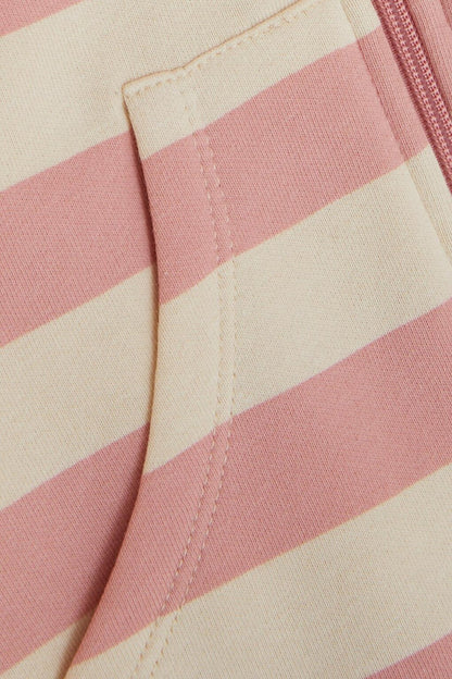 Girl's Hooded Cardigan Striped Pocket Dried Rose (Age 3)