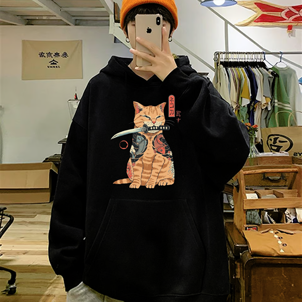 Anime Ninja Cat Oversize Hoodie