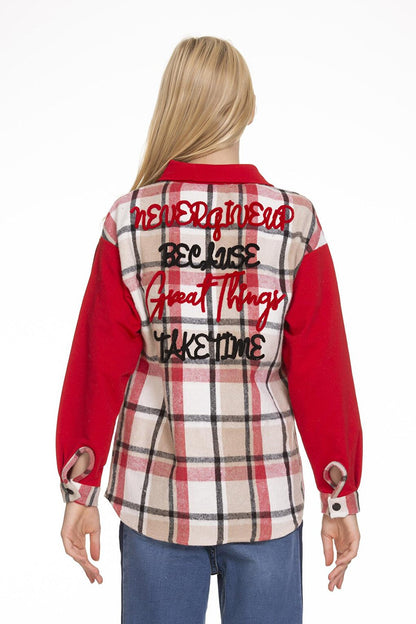 Girl's Garnished Plaid Shirt 9-14 Years Lx153