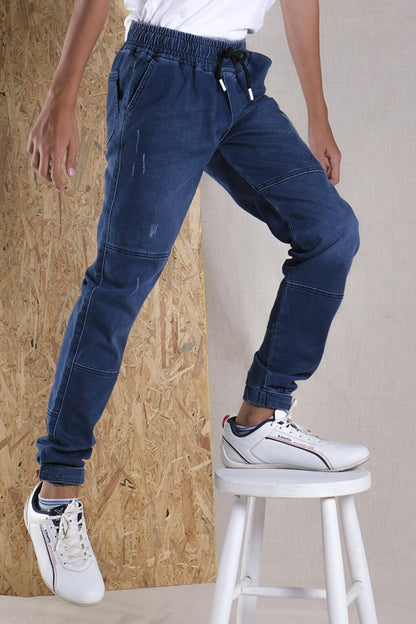 Children's Unisex Jean Pants with Elastic Waist and Leg Parts