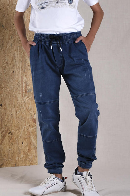 Children's Unisex Jean Pants with Elastic Waist and Leg Parts