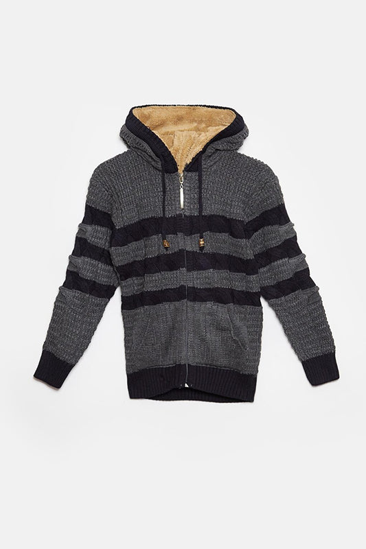 Fur Detailed Knitwear Boys Cardigan