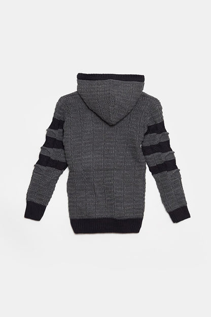 Fur Detailed Knitwear Boys Cardigan