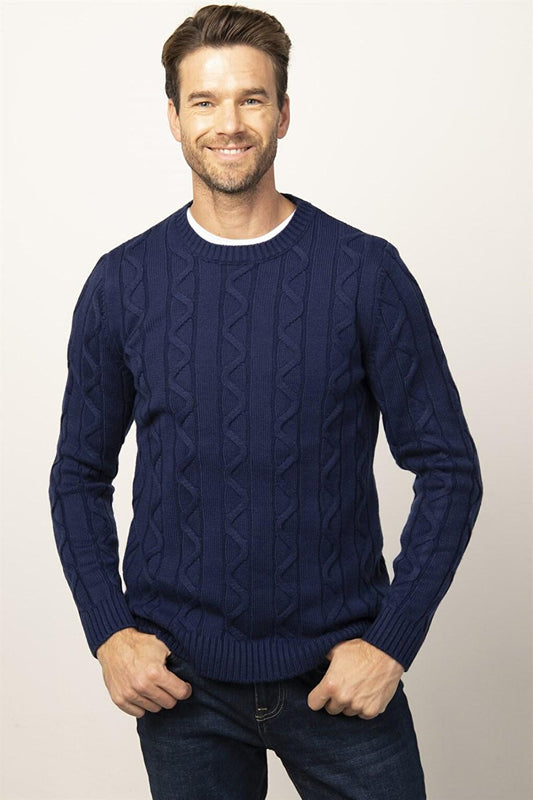 Slim Fit Crew Neck Self-Patterned Men's Sweater