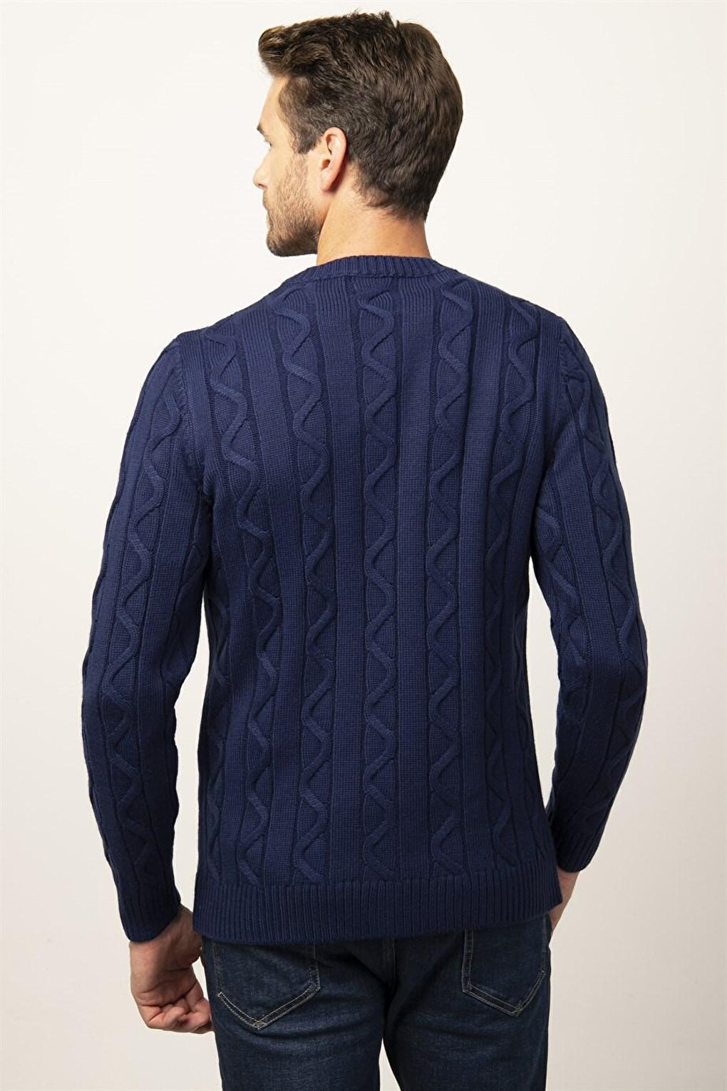 Slim Fit Crew Neck Self-Patterned Men's Sweater