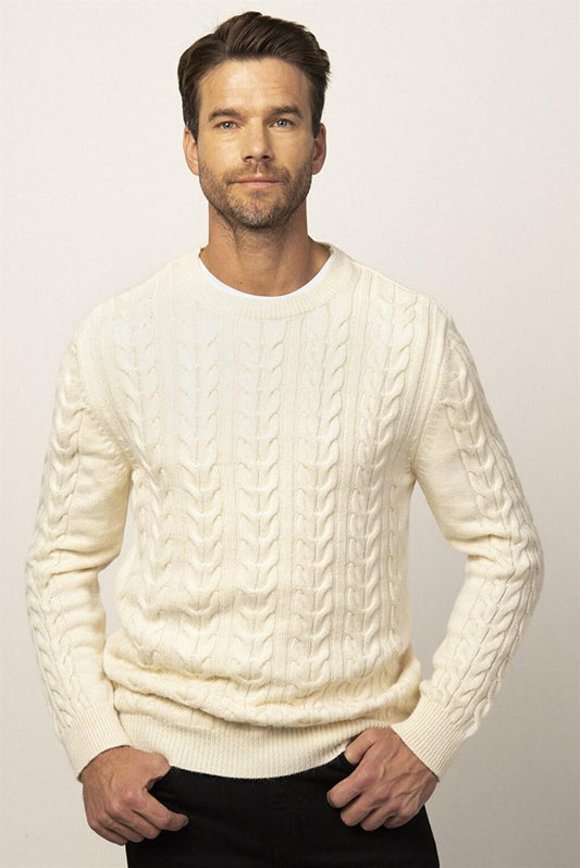 Slim Fit Crew Neck Patterned Men's Sweater