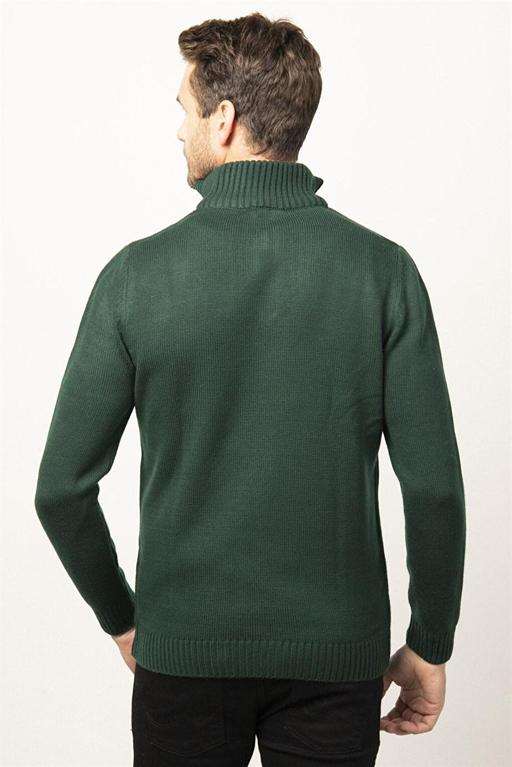 Slim Fit High Collar Zippered Men's Sweater