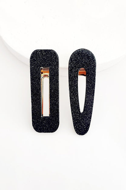 Asymmetrical Glitter Acetate Collet Clasp Set 2 Pack