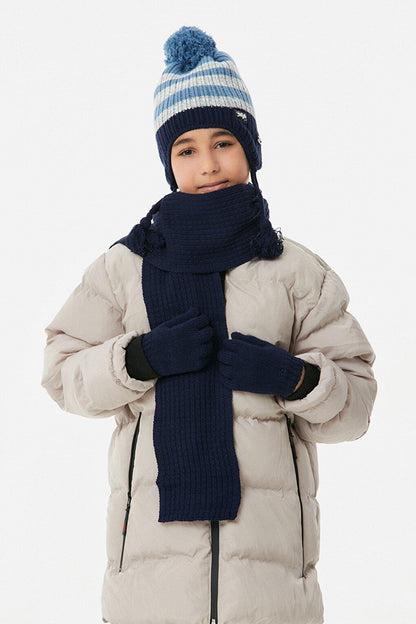 Striped Boy's Scarf, Beret and Gloves Set