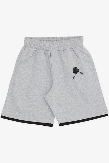 Boy's Shorts with Pockets and Accessories Gray Melange (Ages 8-14)