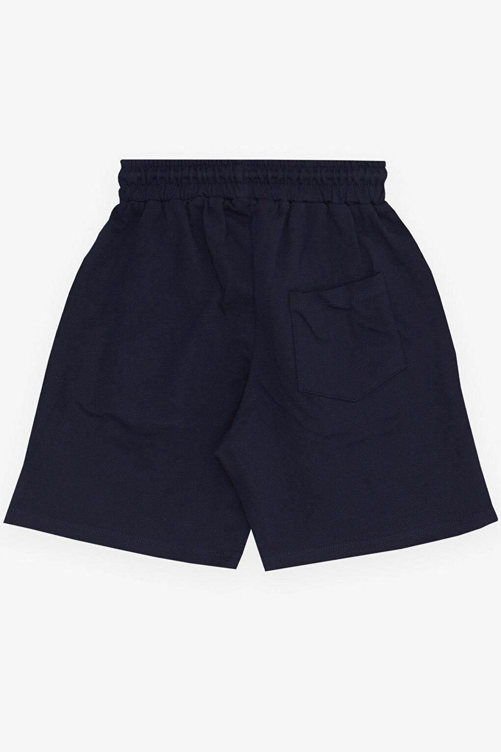 Boy's Shorts, Text Printed, Lace-up, Pockets, Elastic Waist, Navy Blue (Ages 8-14)