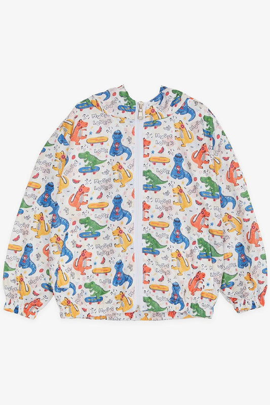 Boy's Raincoat Fun Crocodiles Patterned Music Themed White (1-5 Years)