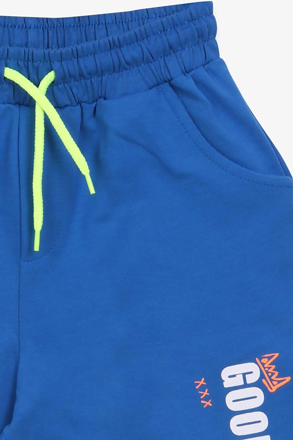 Boy's Shorts Text Printed Saks Blue (Ages 8-14)