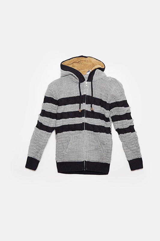 Fur Detailed Knitwear Boys Cardigan