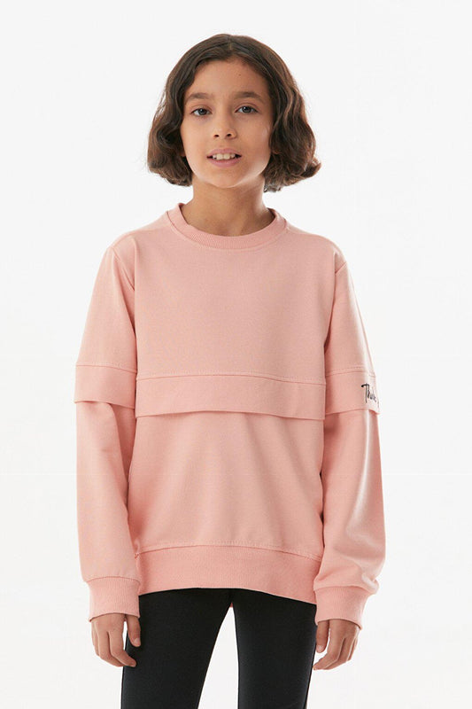 Embroidered Crew Neck Girl's Sweatshirt