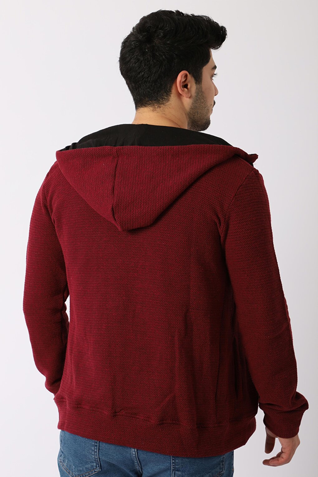 Knitted Hooded Zipper Sweatshirt