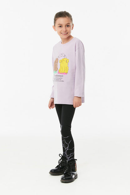 Printed Crew Neck Girl's Bodysuit