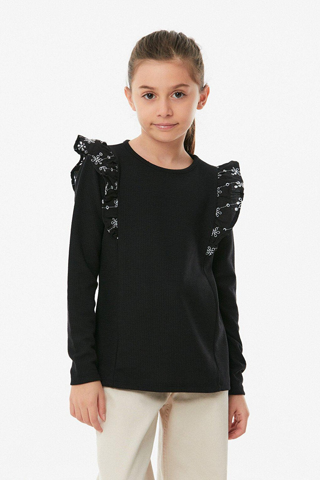 Girl's Ruffled Shoulder Bodysuit