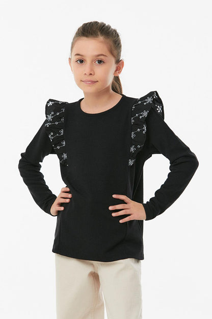 Girl's Ruffled Shoulder Bodysuit