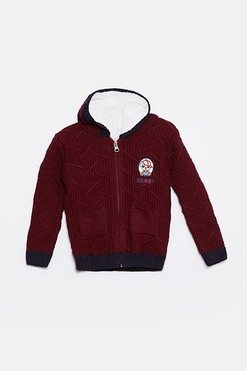 Fur Detailed Knitwear Baby Boy Cardigan