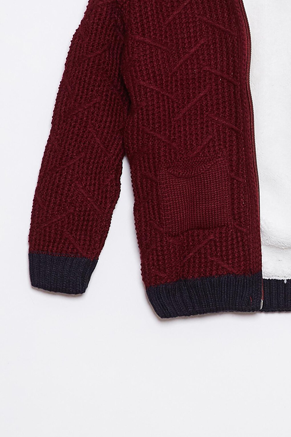 Fur Detailed Knitwear Baby Boy Cardigan