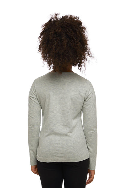 Light Green Melange Girl's Plain Basic Lycra Long Sleeve T-Shirt