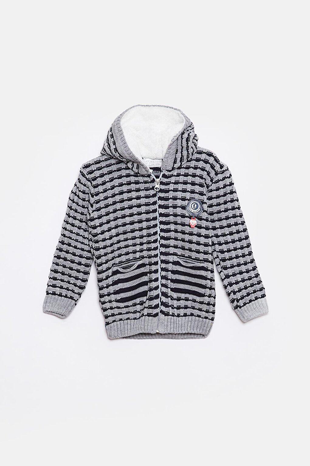 Fur Detailed Knitwear Baby Boy Cardigan