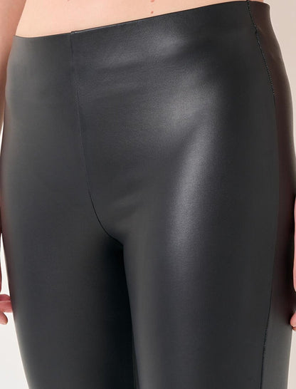 Black Slim Fit High Waist Leather Leggings