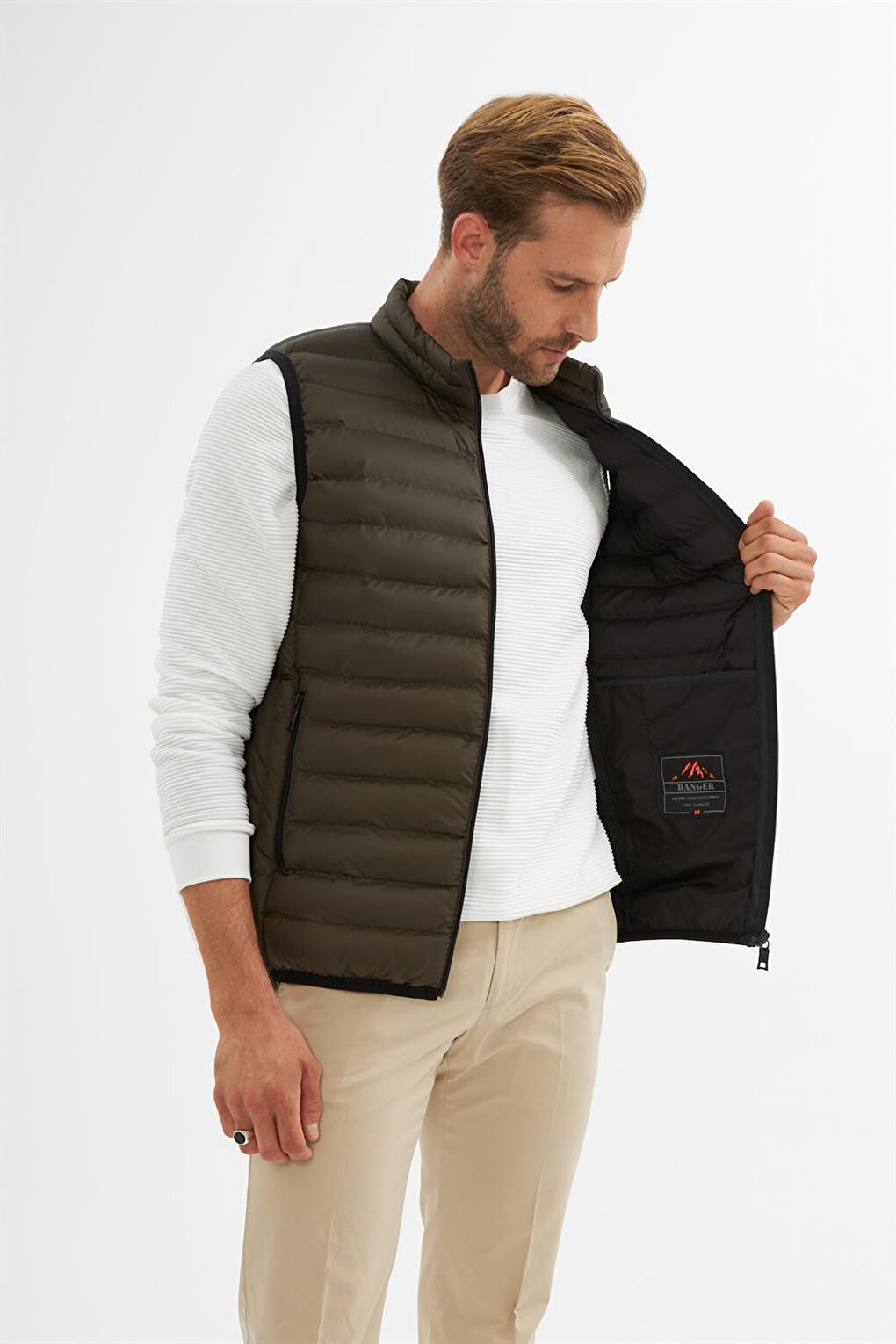 Men's Standard Mold Puffer Vest Khaki