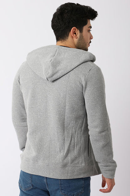 Knitted Hooded Zipper Sweatshirt