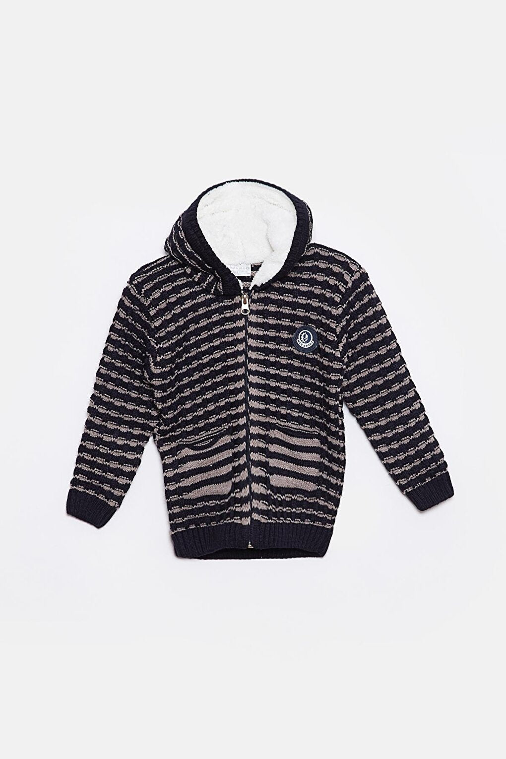 Fur Detailed Knitwear Baby Boy Cardigan