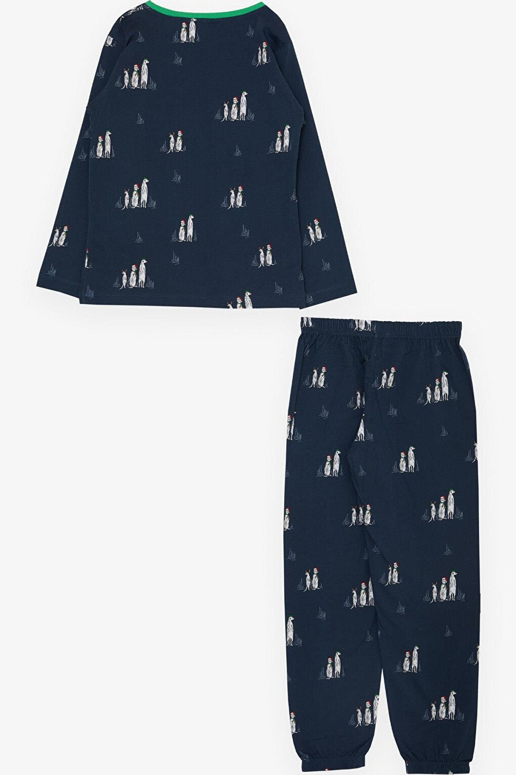 Boys' Pajama Set, New Year's Theme, Cute Animals Patterned Navy Blue (Age 4-8)