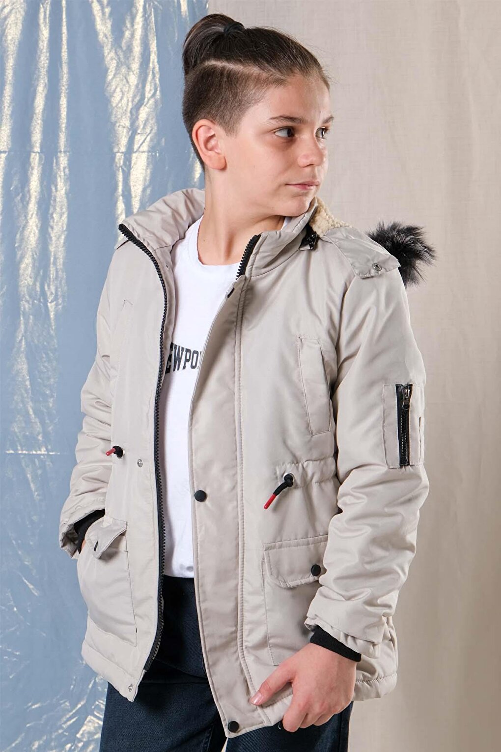 Oxford Boy's Coat with Removable Hood and Fleece Inside