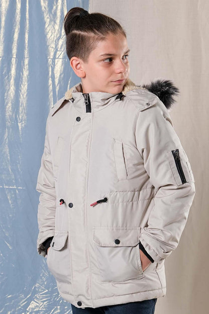 Oxford Boy's Coat with Removable Hood and Fleece Inside