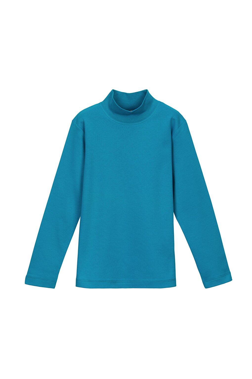 Dark Turquoise Girl's Half Fisherman Long Sleeve T-Shirt