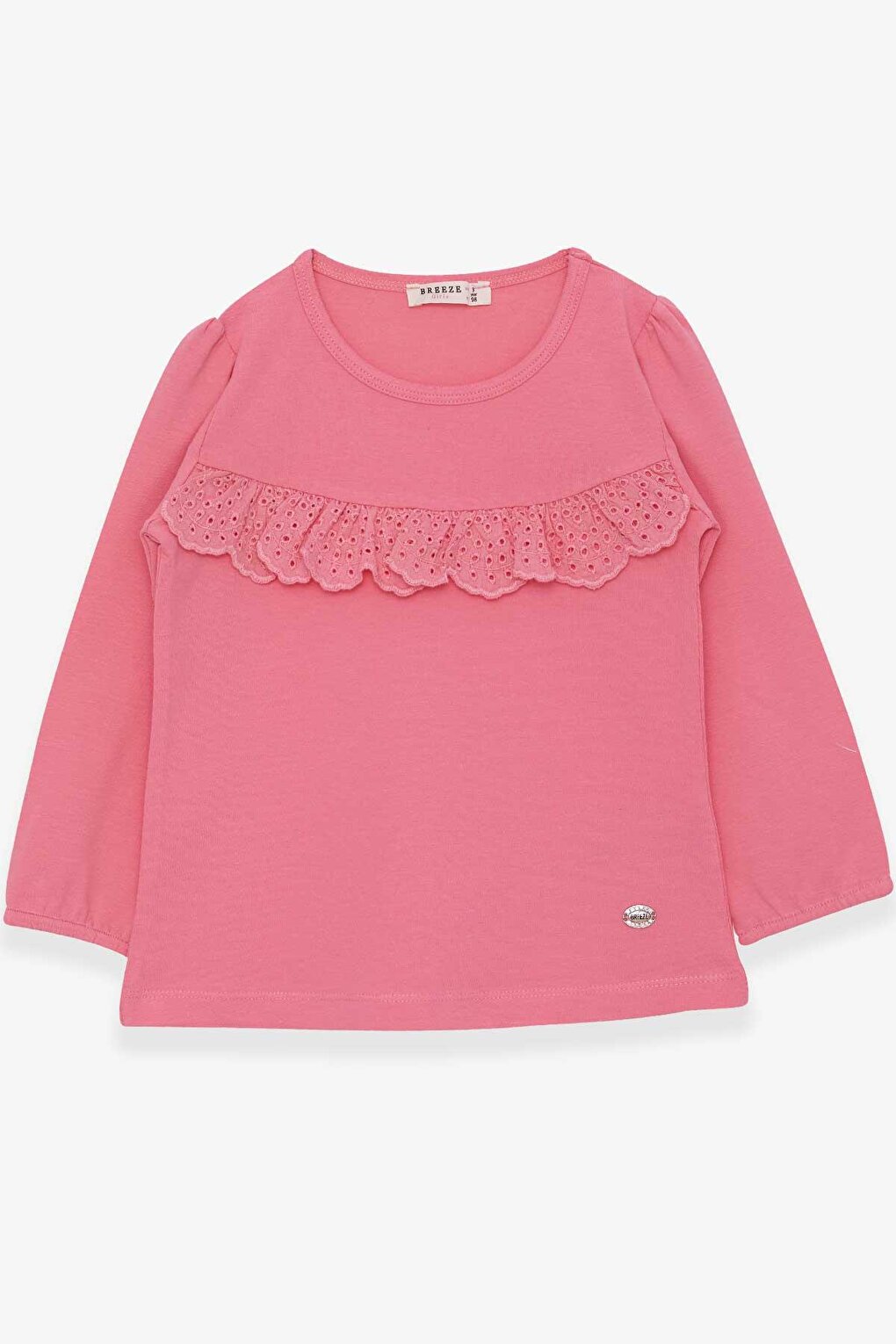 Girl's Long Sleeve T-Shirt Ruffled Pink (3-8 Years)