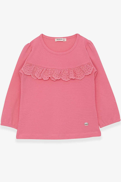 Girl's Long Sleeve T-Shirt Ruffled Pink (3-8 Years)