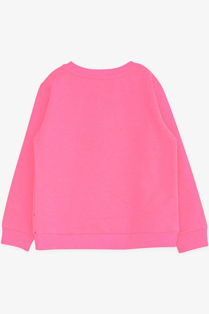 Girl's Sweatshirt Polka Dot Printed Neon Pink (Age 4)