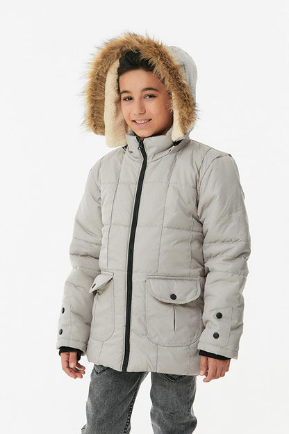 Hooded Zippered Boy's Coat