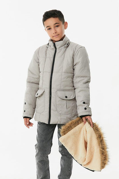 Hooded Zippered Boy's Coat