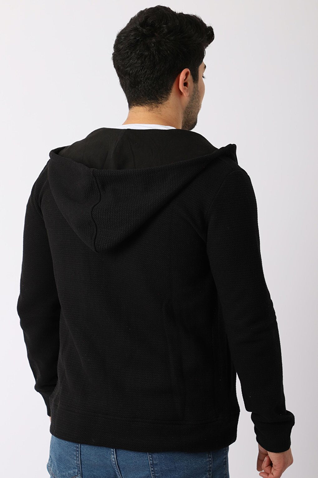 Knitted Hooded Zipper Sweatshirt