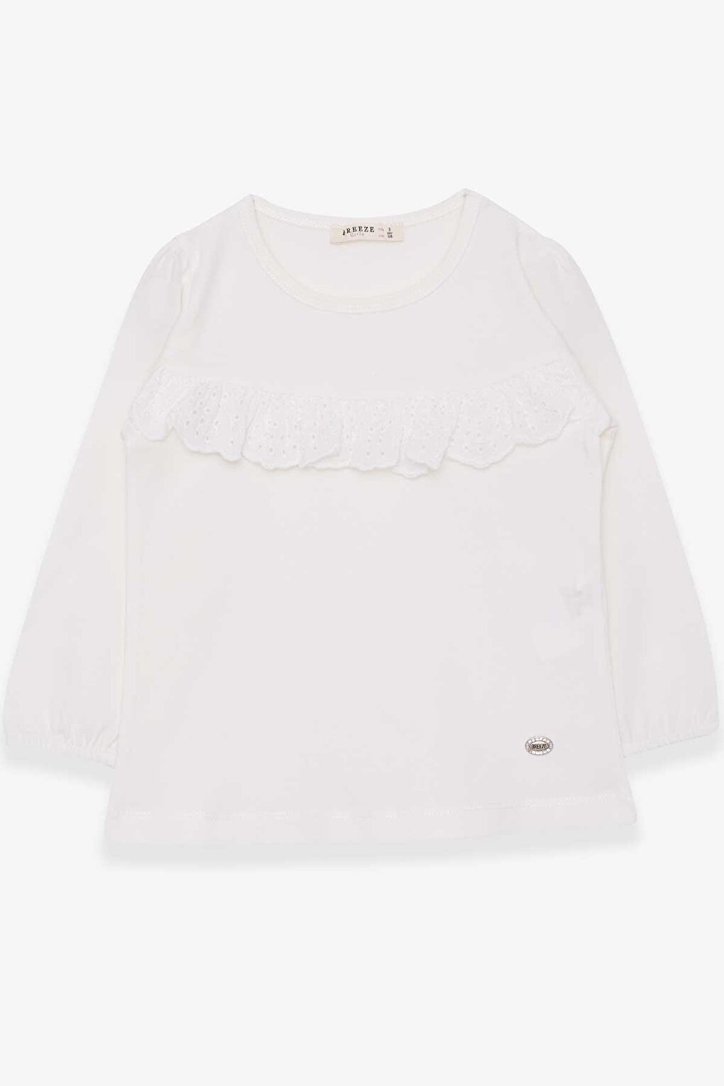 Girl's Long Sleeve T-Shirt Ruffled Ecru (3-8 Years)