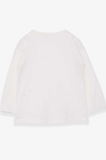 Girl's Long Sleeve T-Shirt Ruffled Ecru (3-8 Years)