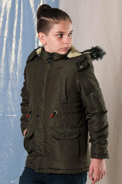 Oxford Boy's Coat with Removable Hood and Fleece Inside