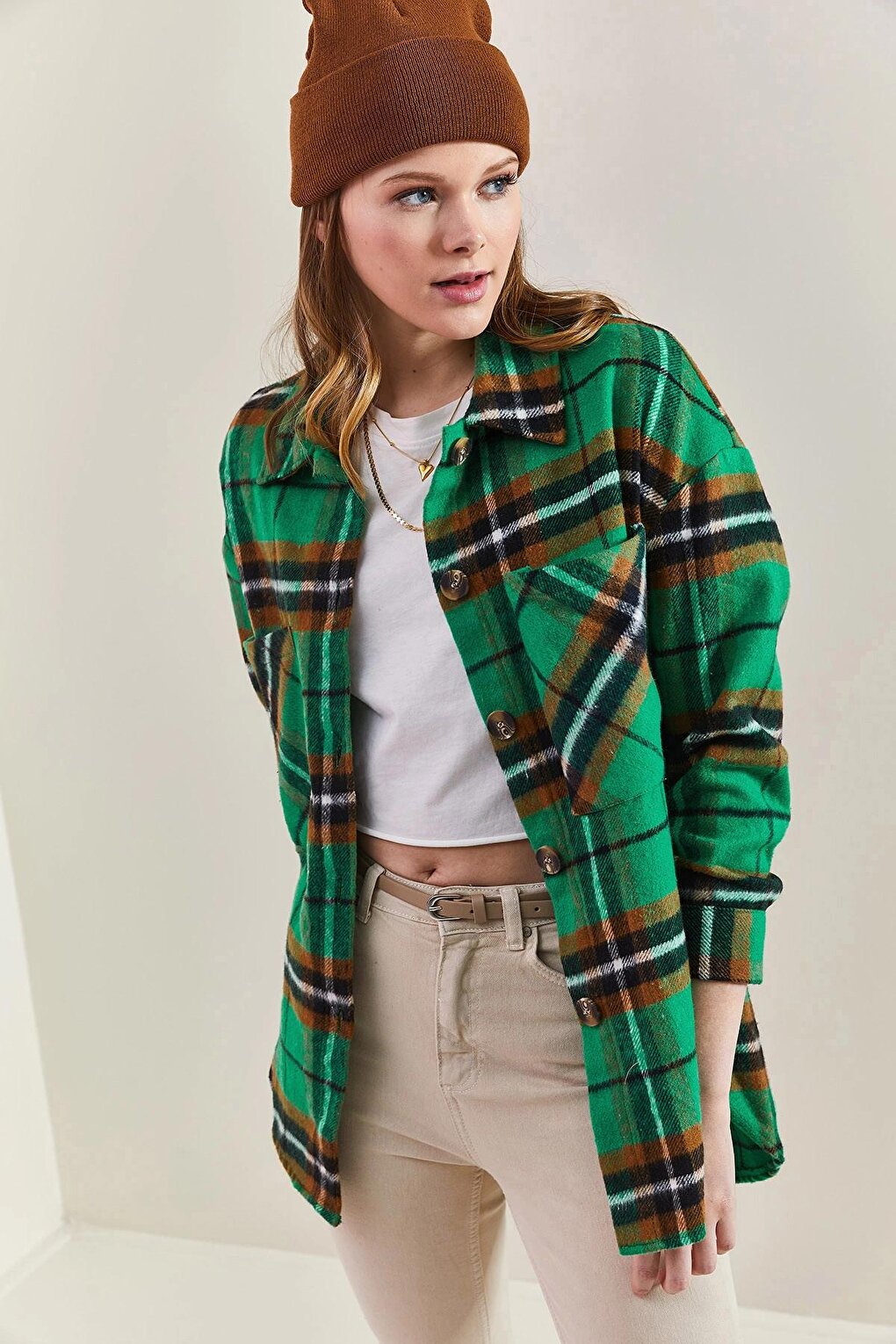 Women's Patterned Long Lumberjack Shirt