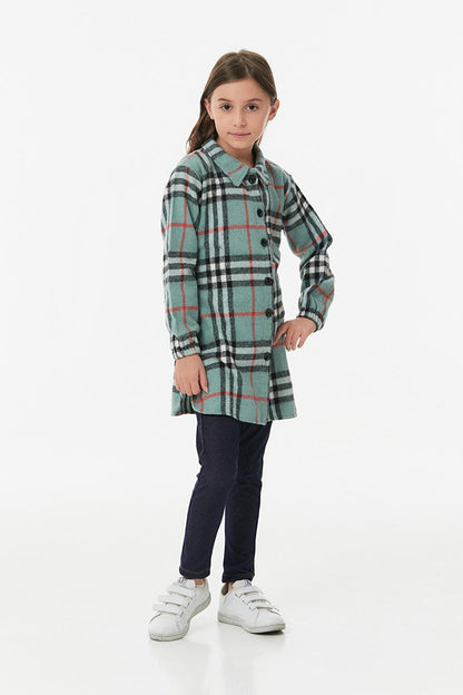 Plaid Patterned Belted Girls Tunic