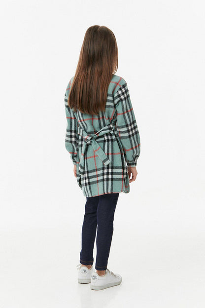 Plaid Patterned Belted Girls Tunic